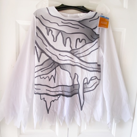 Boys Child Mummy Halloween Costume Shirt Mask L - Picture 3 of 5